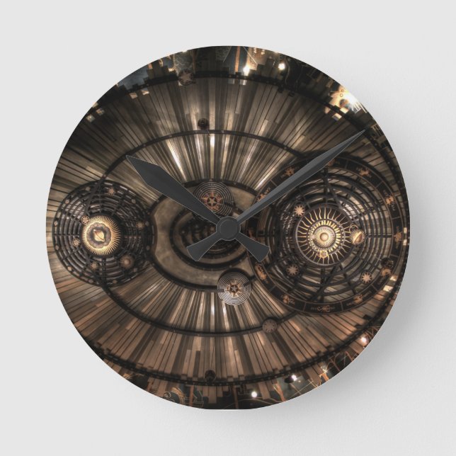 Mechanical Steampunk Zodiac Constellations Round Clock (Front)