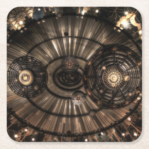 Mechanical Steampunk Zodiac Constellations Square Paper Coaster