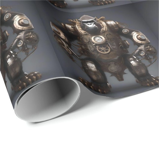 Mechanical Steampunked Gorilla,  Wrapping Paper (Roll Corner)