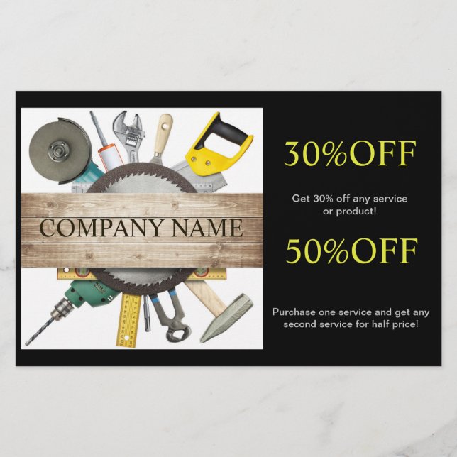 Mechanical Tools Handyman Carpentry Construction Flyer (Front)
