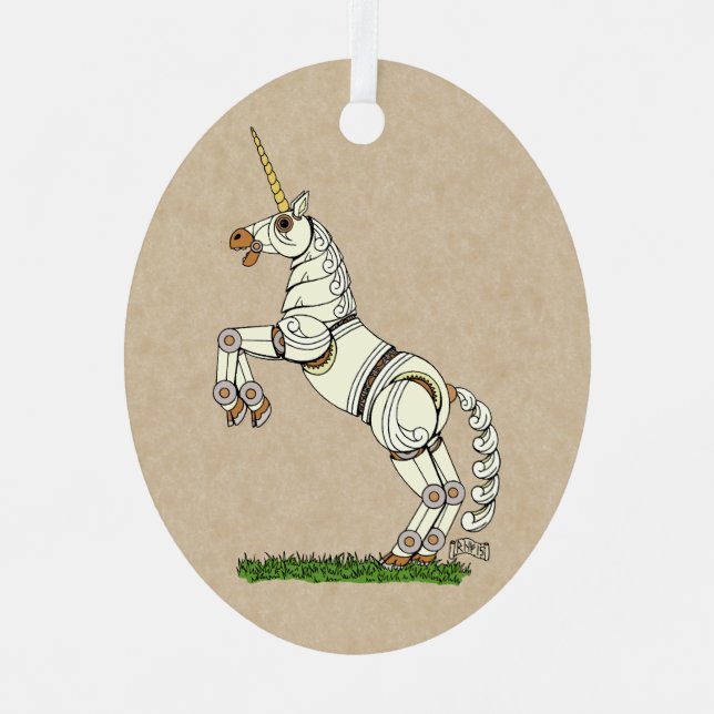 Mechanical Unicorn Metal Tree Decoration (Front)
