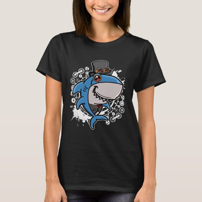 Mechanical Victorian Steampunk Shark T-Shirt (Front)