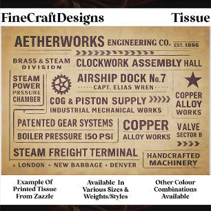 Mechanical Works Factory Typography FA7 Decoupage Tissue Paper