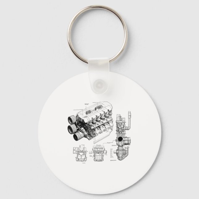 Mechanics Car Enthusiast Men Engine Eces  Key Ring (Front)