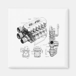 Mechanics Car Enthusiast Men Engine Eces Magnet