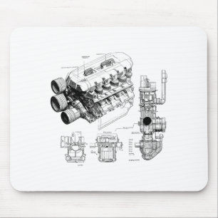 Mechanics Car Enthusiast Men Engine Eces  Mouse Mat