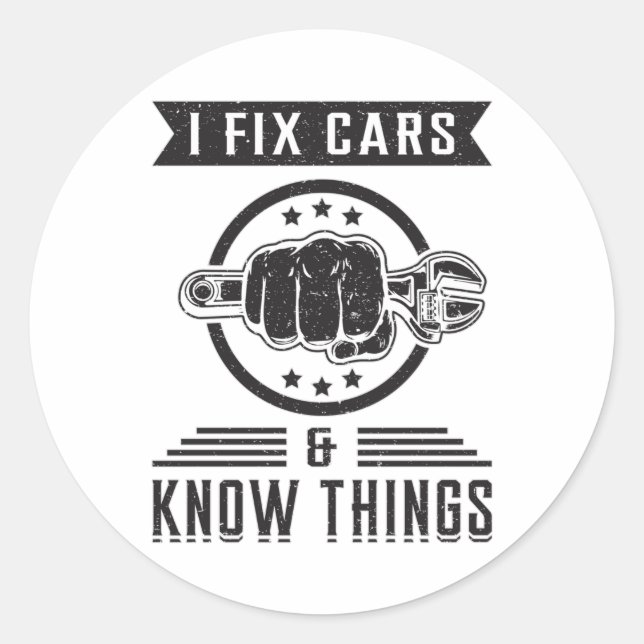 Mechanics Car Mechanic Engine Garage Funny Gift Classic Round Sticker (Front)