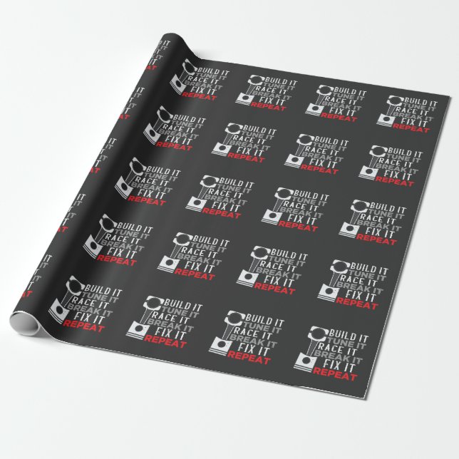 Mechanics Car Tuner Workshop Enthusiast Car Tuning Wrapping Paper (Unrolled)