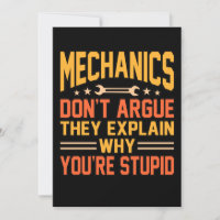 Mechanics Don't Argue Car Auto Mechanic Work Lover