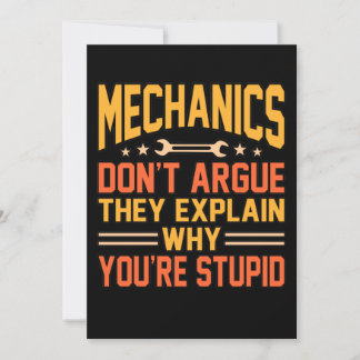 Mechanics Don't Argue Car Auto Mechanic Work Lover Thank You Card