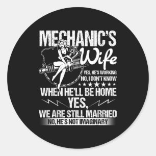 Mechanic's Wife Mechanic Husband Classic Round Sticker