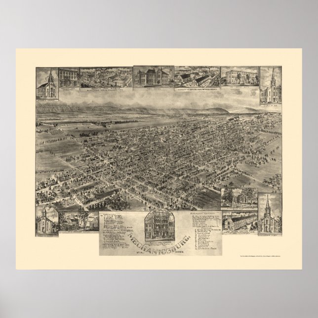 Mechanicsburg, PA Panoramic Map - 1903 Poster (Front)