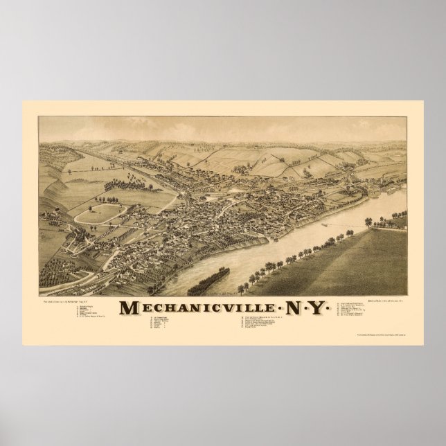 Mechanicville, NY Panoramic Map - 1885 Poster (Front)