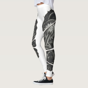 mechanism, gears, power art tattoo leggings