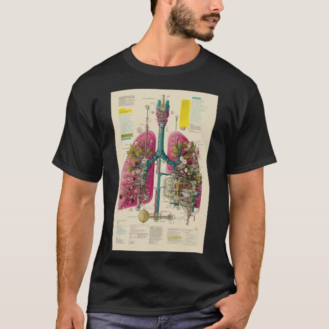 Mechanized Lungs Diagram — Bio-Industrial Anatomy T-Shirt (Front)