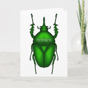 Mecynorhina torquata bug cartoon illustration card