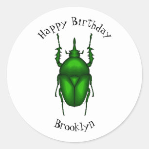 Mecynorhina torquata bug cartoon illustration  classic round sticker
