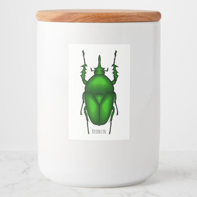 Mecynorhina torquata bug cartoon illustration food label (Front)