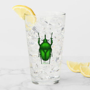 Mecynorhina torquata bug cartoon illustration  glass