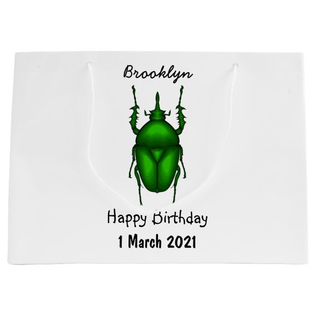 Mecynorhina torquata bug cartoon illustration large gift bag (Front)