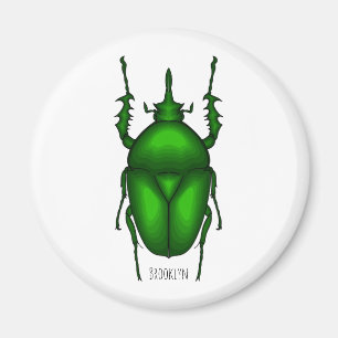 Mecynorhina torquata bug cartoon illustration magnet