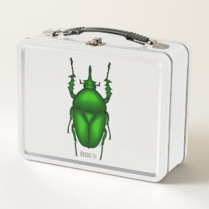 Mecynorhina torquata bug cartoon illustration metal lunch box