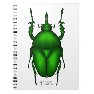 Mecynorhina torquata bug cartoon illustration notebook