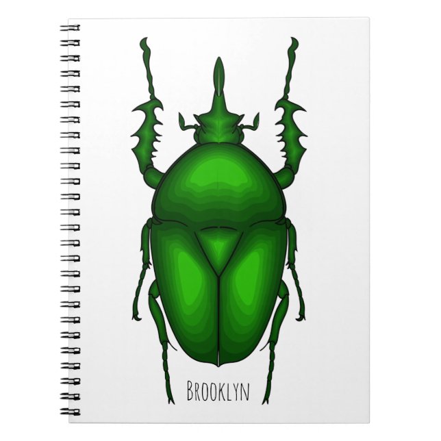 Mecynorhina torquata bug cartoon illustration  notebook (Front)