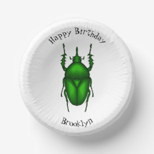 Mecynorhina torquata bug cartoon illustration paper plate