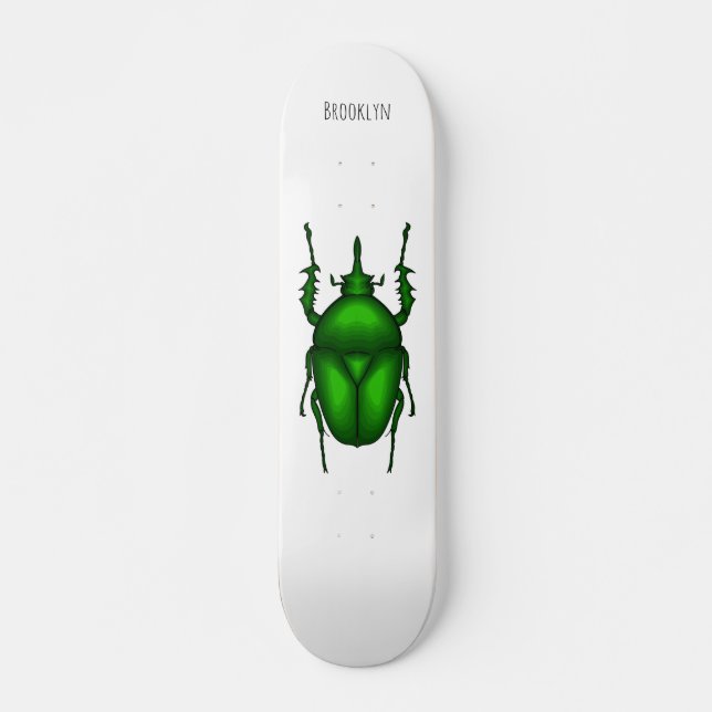 Mecynorhina torquata bug cartoon illustration  skateboard (Front)