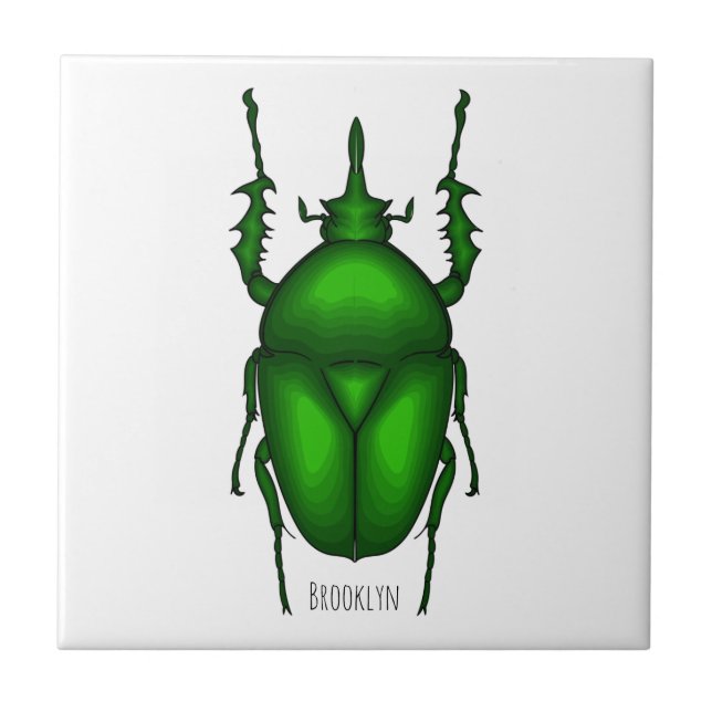 Mecynorhina torquata bug cartoon illustration  tile (Front)