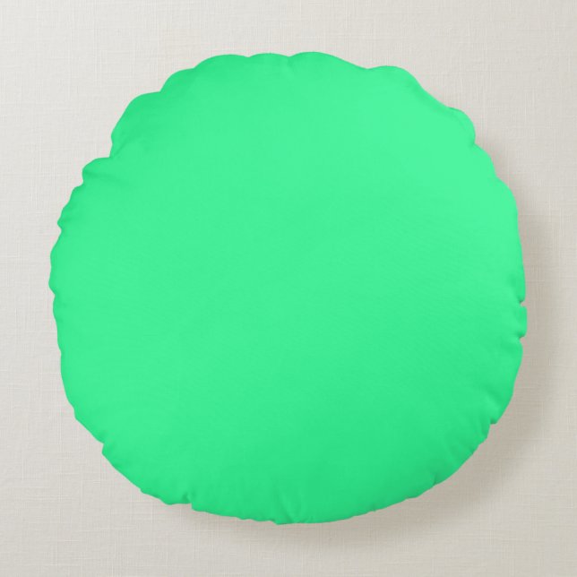 med. Florida Green Blue solid plain colour Custom Round Cushion (Front)