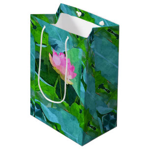 Med Gift Bag Pink Lotus Abstract