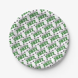 Med School 2022 Graduation Caps & Diplomas (Green) Paper Plate