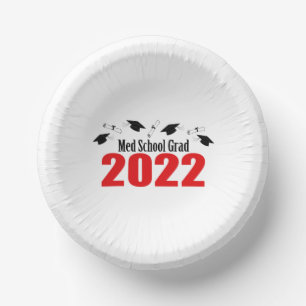 Med School 2022 Graduation Caps & Diplomas (Red) Paper Plate