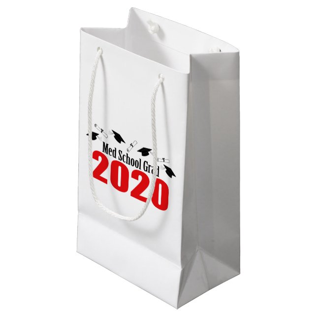 Med School Grad 2020 Graduation Gift Bag (Red) (Front Angled)