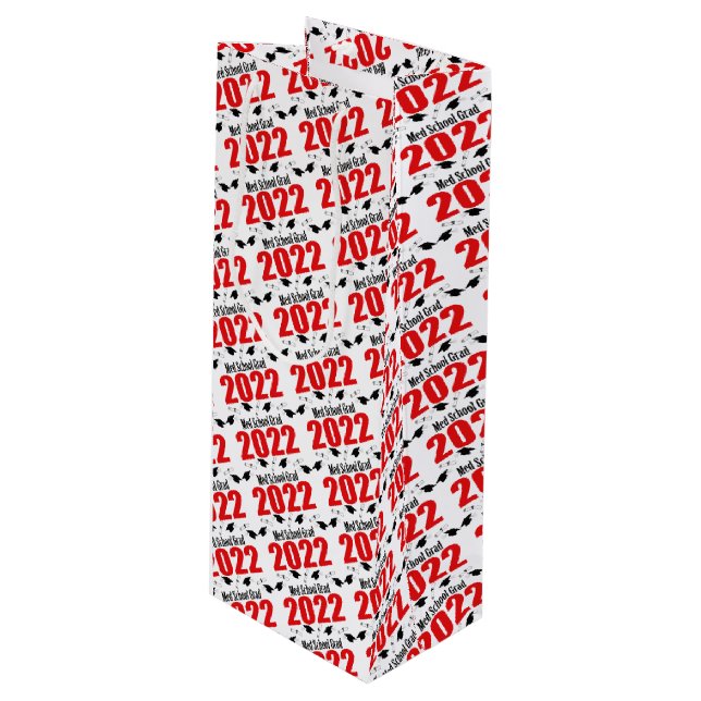 Med School Grad 2022 Graduation Gift Bag (Red) (Front Angled)