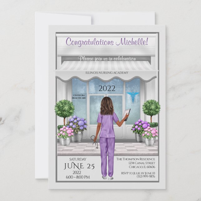 Med School Grad Nurse Grad Female Invitation (Front)