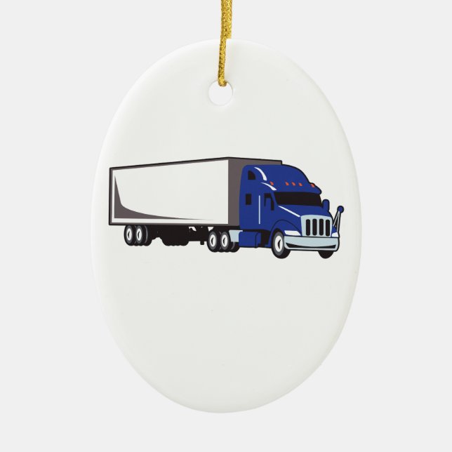MED SEMI TRUCK CERAMIC TREE DECORATION (Front)