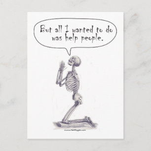 Med Student Skeleton Prayer Postcard