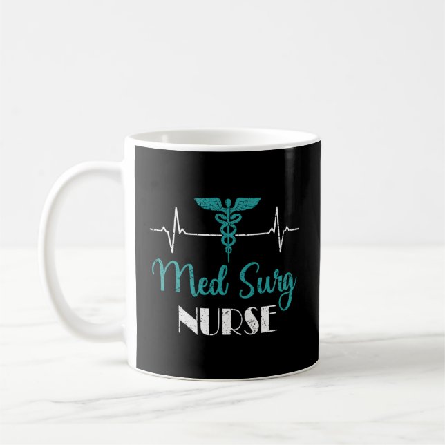 Med Surg Nurse Ekg Hebeat Medical Surgical Nursing Coffee Mug (Left)