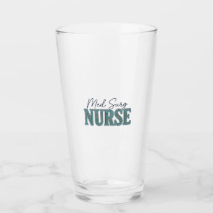Med Surg Nurse Floral Vintage Engraving Design_1 Glass