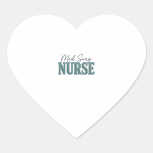 Med Surg Nurse Floral Vintage Engraving Design_1 Heart Sticker