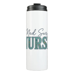 Med Surg Nurse Floral Vintage Engraving Design_1 Thermal Tumbler