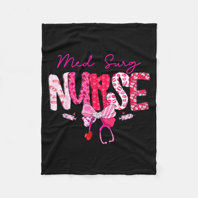 Med Surg Nurse Valentine's Day Stethoscope Coquett Fleece Blanket (Front)