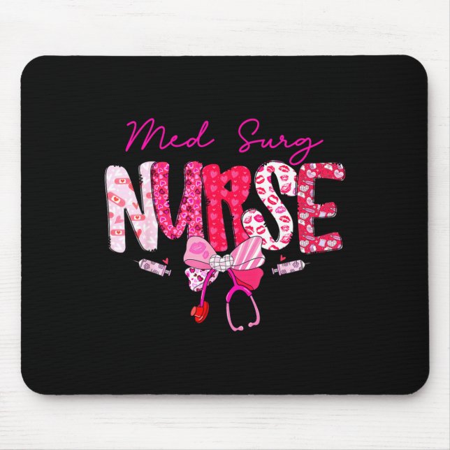 Med Surg Nurse Valentine's Day Stethoscope Coquett Mouse Mat (Front)