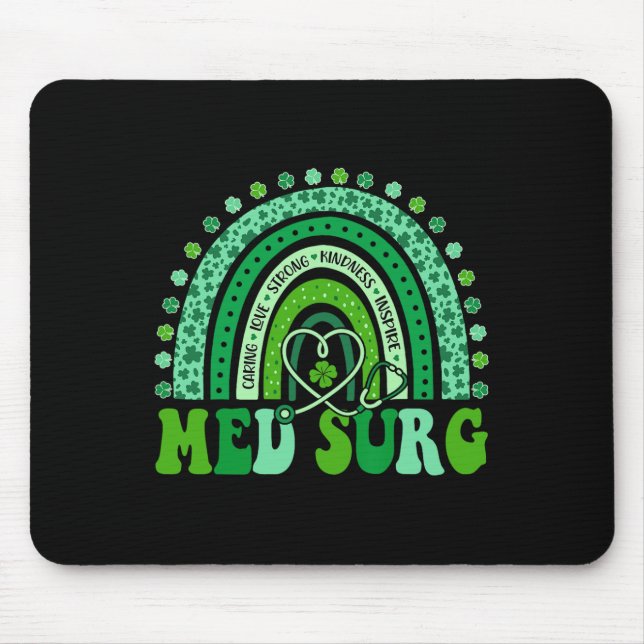 Med Surg Rainbow Leopard St Patricks Day Nurse  Mouse Mat (Front)
