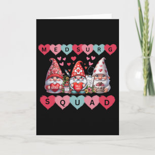 Med-surg Squad Nurse Gnome Heart Valentine Scrub S Card