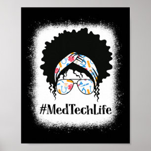 Med Tech Black Afro Messy Bun African American Wom Poster