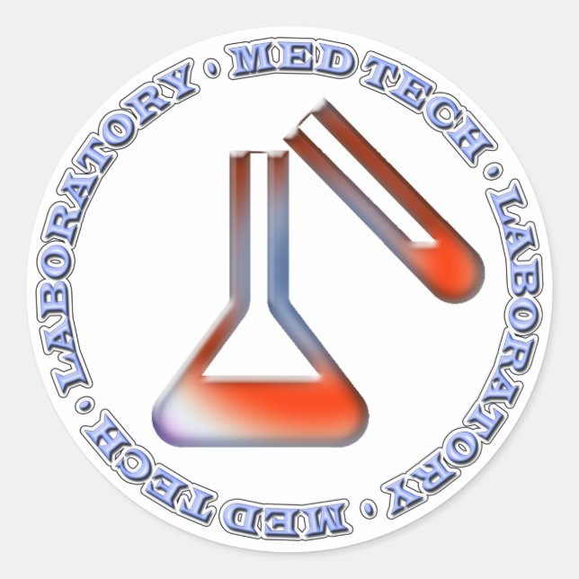 MED TECH - LABORATORY - FLASK  -TUBE CLASSIC ROUND STICKER (Front)